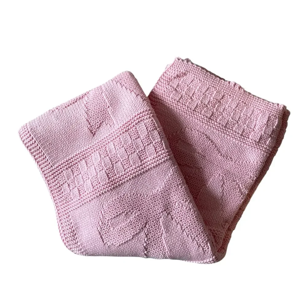Brooks Brothers Pink Bow Knitted Throw Blanket 50x70 Designer Spring Decor NEW